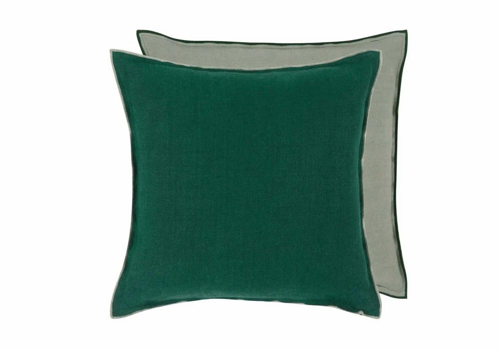 Cushions |  Brera Lino Ivy And Jade Linen Cushion Cushions Cushions