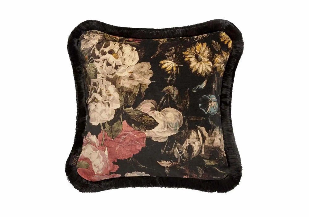 Cushions |  Midnight Garden Medium Fringed Cushion Cushions Cushions