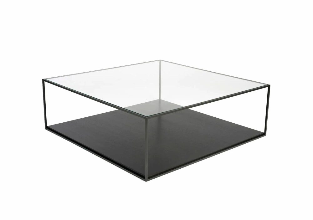 Occasional Tables |  Karusa Coffee Table Occasional Tables Glass / Shelf Leather B Boxcalf Noir