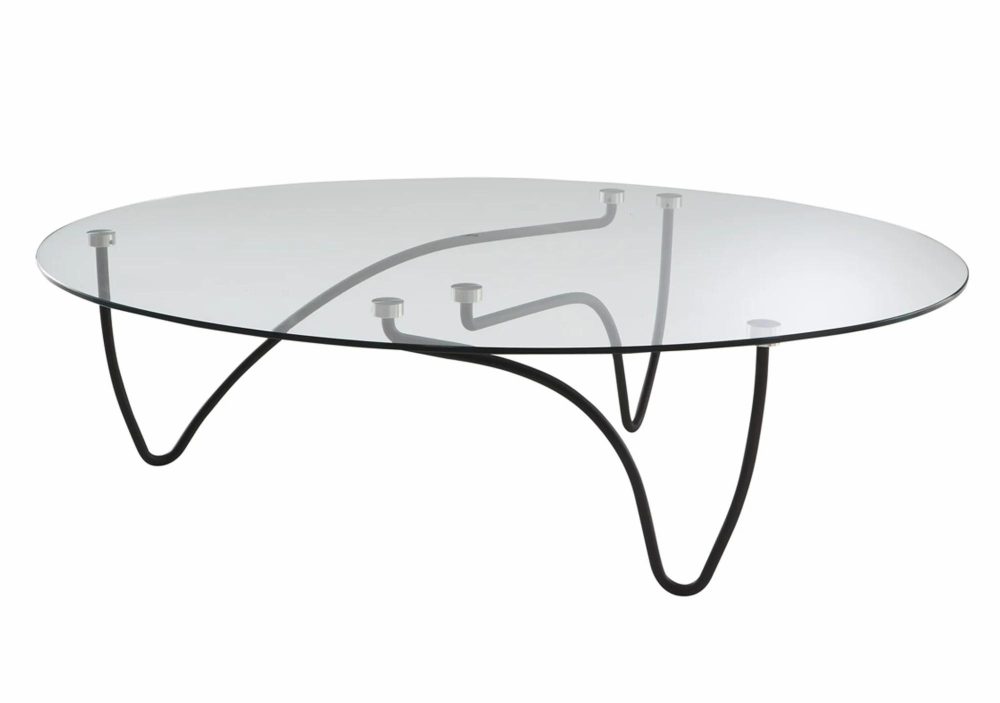 Occasional Tables |  Rythme Oval Table Occasional Tables Clear Glass Top / Black Lacquered Base