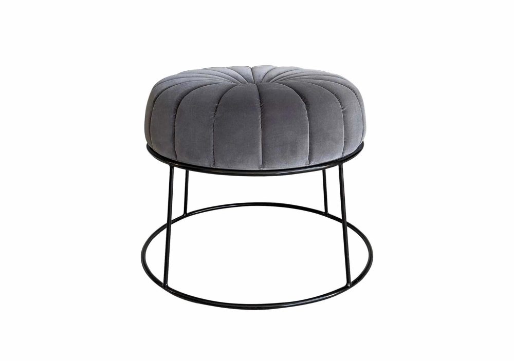 Ottomans & Benches |  Pulo Stool Ottomans & Benches Base Silk Black Lacquer / Fabric MB Novatex 7193-61055