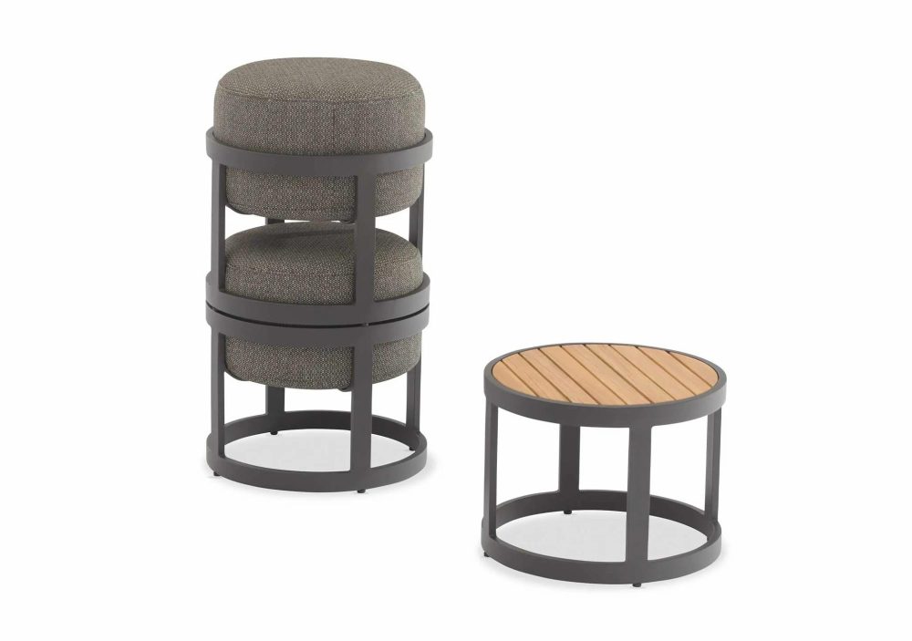 Outdoor Living |  Totem Set – 2 Stools With Coffee Table Outdoor Living Charcoal / Sunproof Fontelina 163