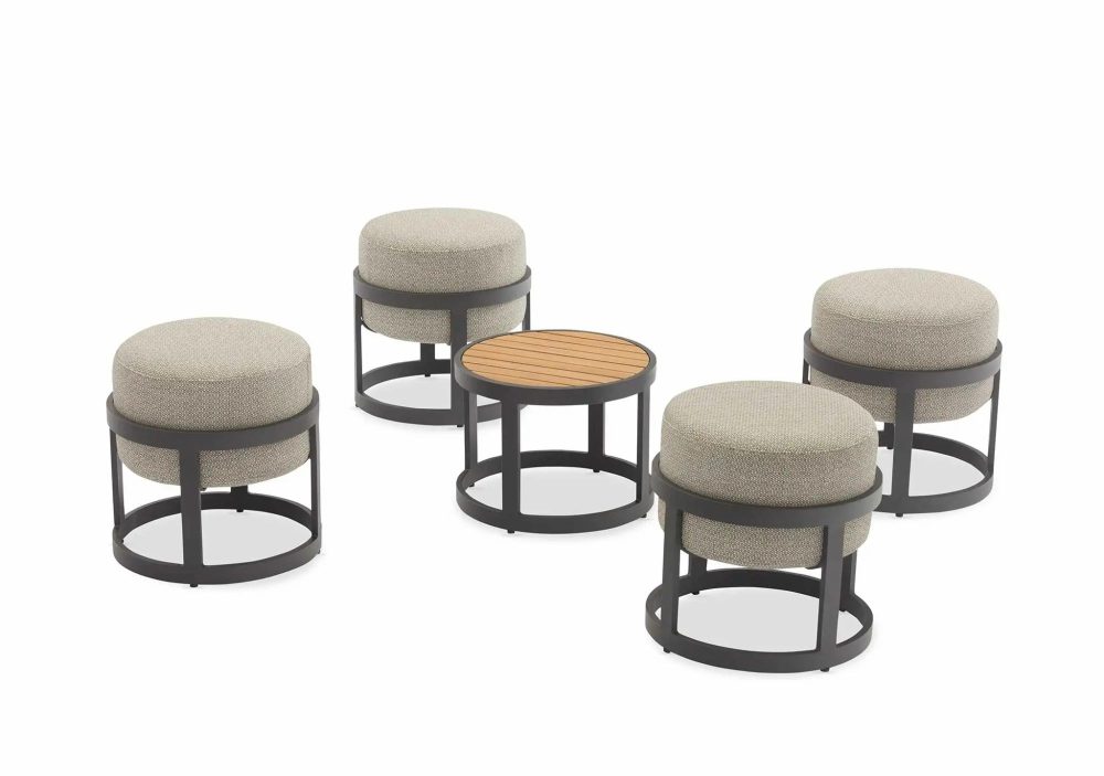 Outdoor Living |  Totem Set – 4 Stools With Coffee Table Outdoor Living Charcoal / Sunproof Fontelina 163