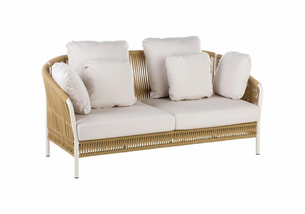 Outdoor Living |  Weave 2 Seater Sofa Outdoor Living Frame 60 Alu Taupe/ RopeTaupe / SeatFr Sunbrella G2 1253