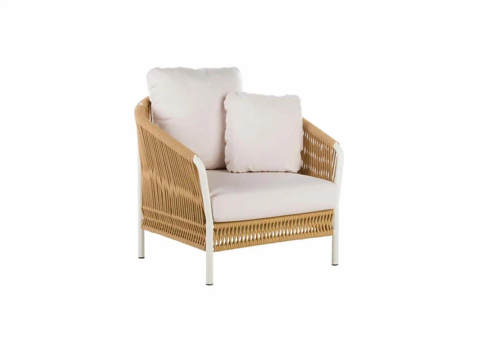 Outdoor Living |  Weave Lounge Armchair Outdoor Living Frame 60 Alu Taupe/ RopeTaupe / SeatFr Sunbrella G2 1253