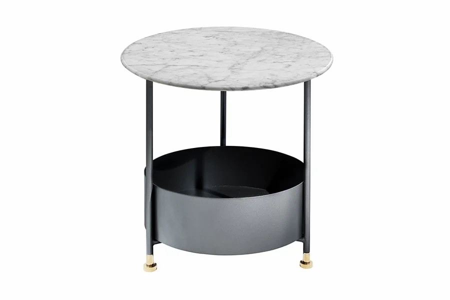 Occasional Tables |  Tile Side Table Occasional Tables Base Dark Grey Epoxy/Legs Gold Titanium/Top Venato White